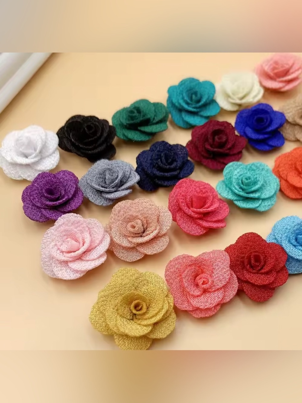 Handmade Flower Linen Craft Embellishments DIY Hair Clip Buds 10pc New Black - Picture 3 of 9